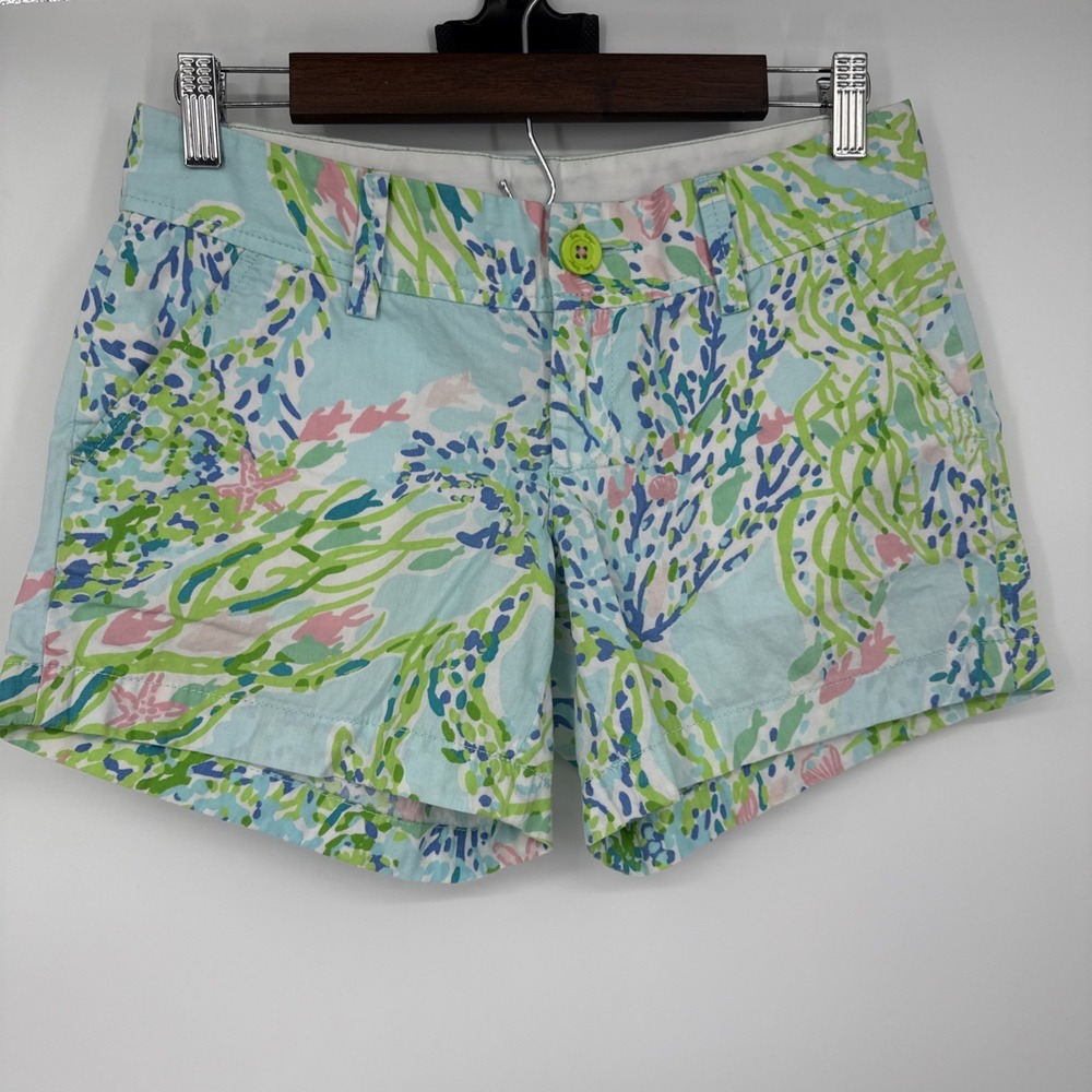 Lilly Pulitzer Shorts Womens 0 Multicolor The Callahan Shorts Casual Flat Front